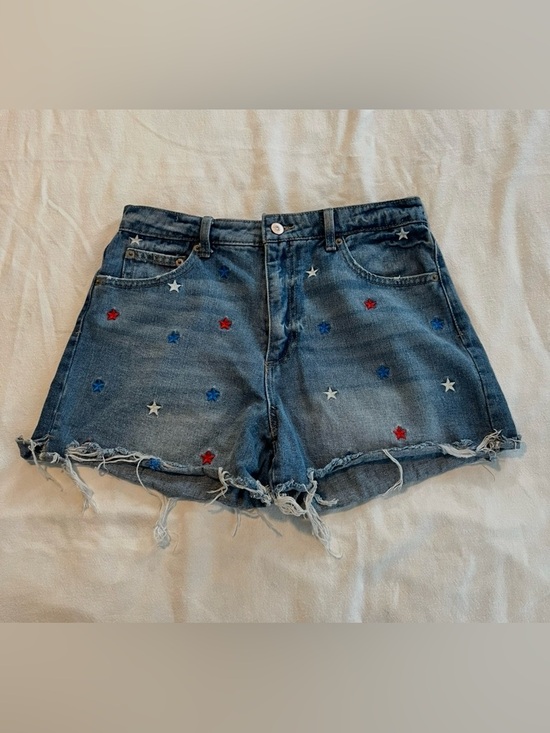 No Boundaries Pants - No Boundaries Blue Denim Shorts Red, White & Blue Star Embroidery SZ 9 EUC